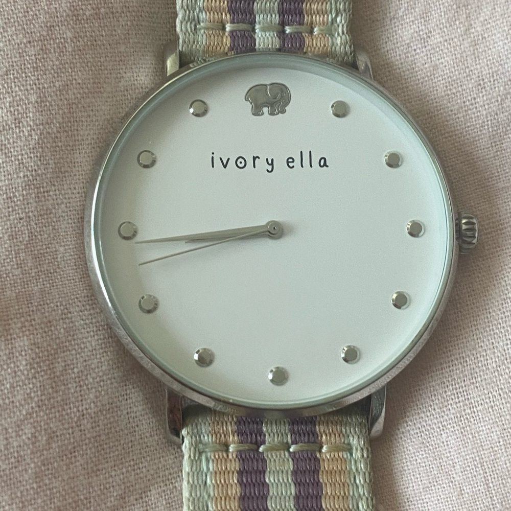 IVORY ELLA Watch w/ Striped Band